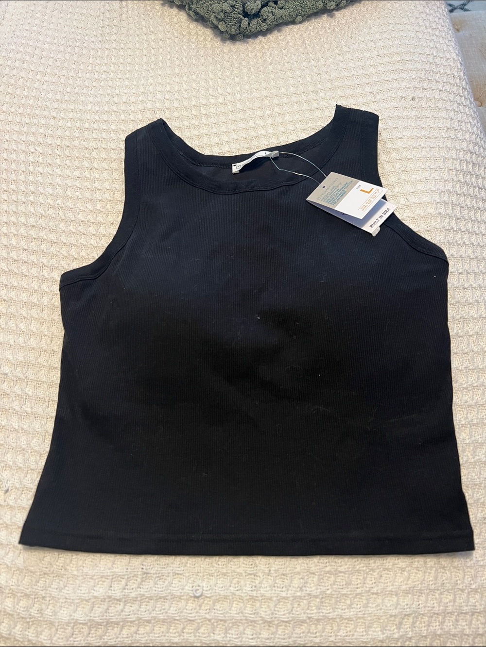 Black Ribbed Tank Top - Women